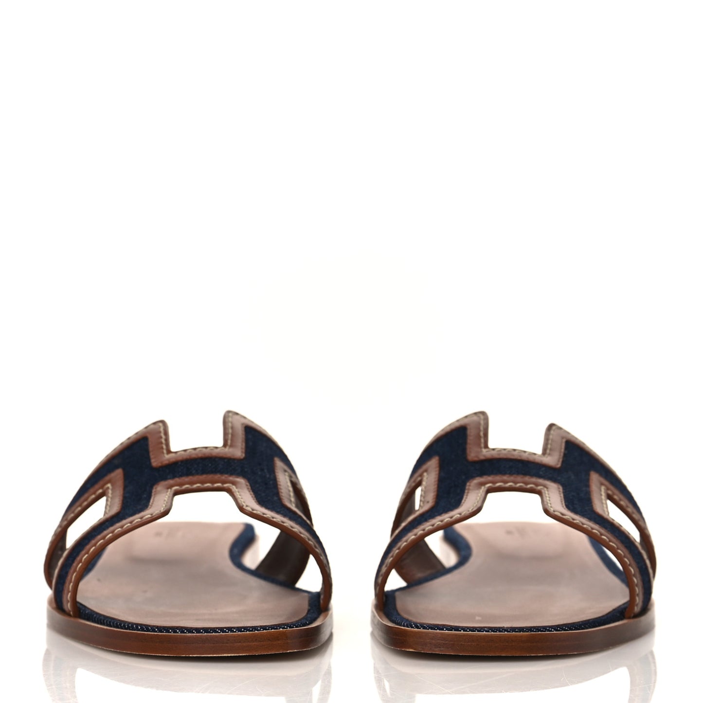 Calfskin Denim Oran Sandals 39 Bleu Brut Gold