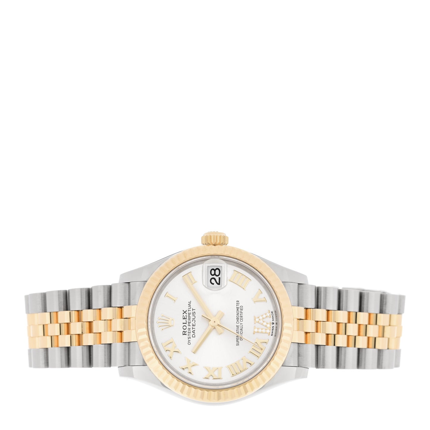 Stainless Steel 18K Yellow Gold Diamond 31mm Oyster Perpetual Datejust Watch Silver Roman 278273