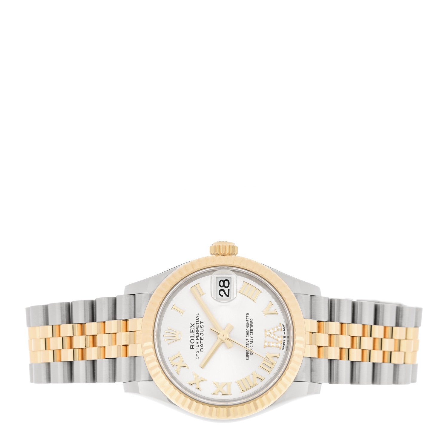 Rolex Stainless Steel 18K Yellow Gold Diamond 31mm Oyster Perpetual Datejust Watch Silver Roman 278273 2 of 5