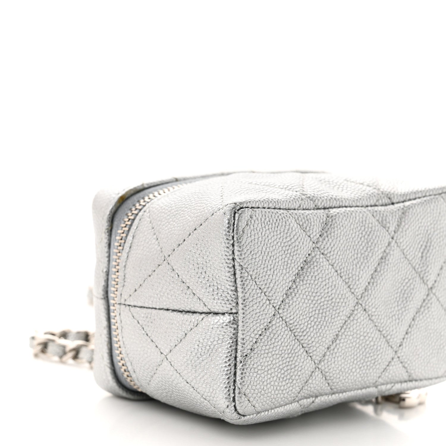 Chanel Metallic Caviar Quilted Mini Top Handle Vanity With Chain Silver 9 of 10