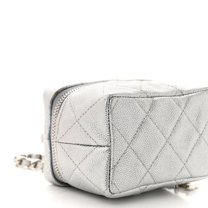 Chanel Metallic Caviar Quilted Mini Top Handle Vanity With Chain Silver 9 of 10