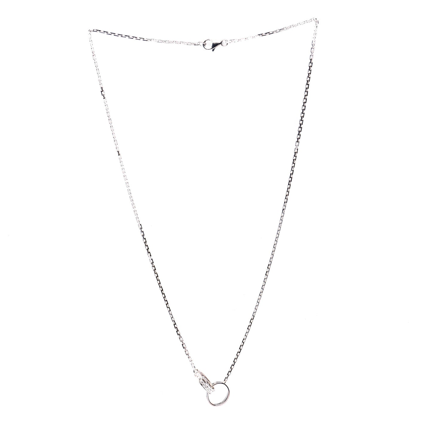 18K White Gold Diamond Interlocking LOVE Necklace