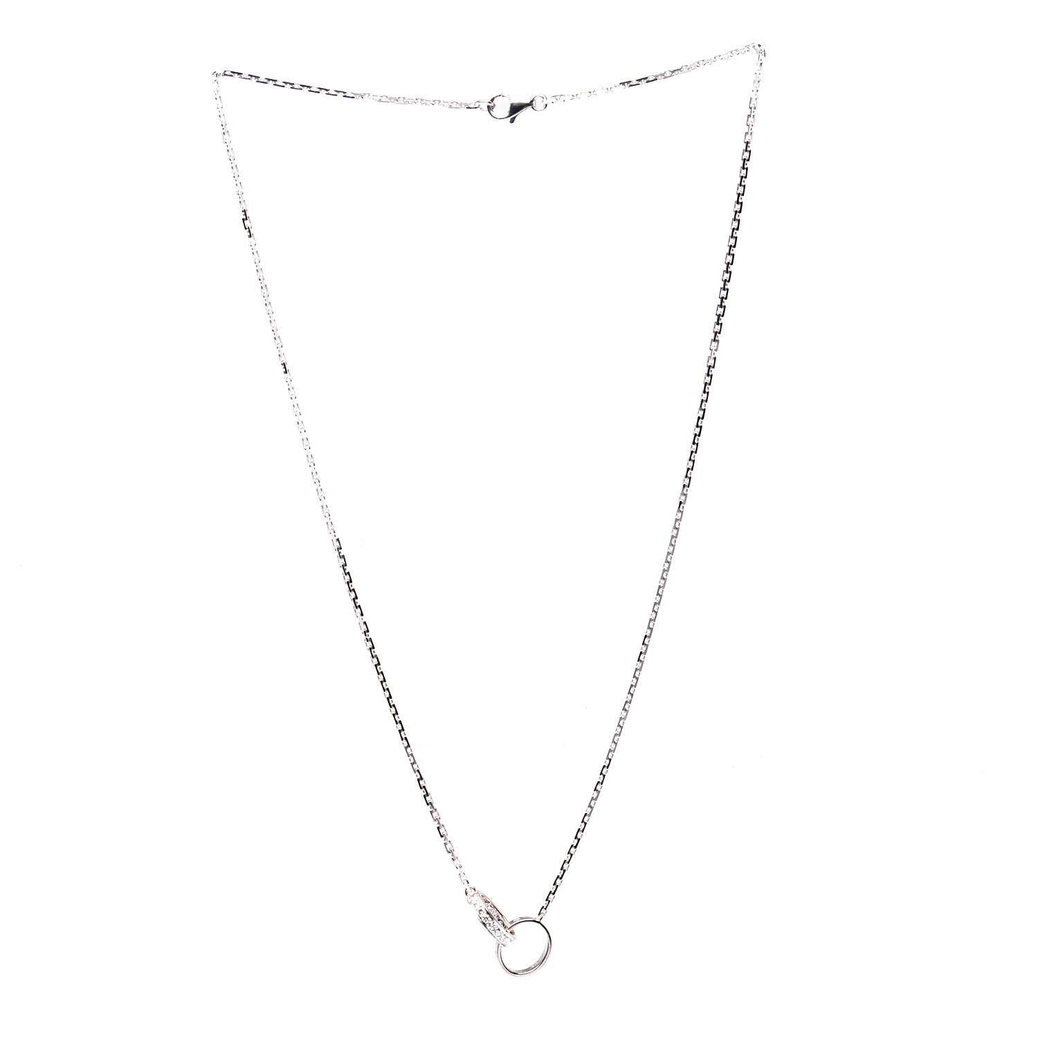 Cartier 18K White Gold Diamond Interlocking LOVE Necklace 2 of 6