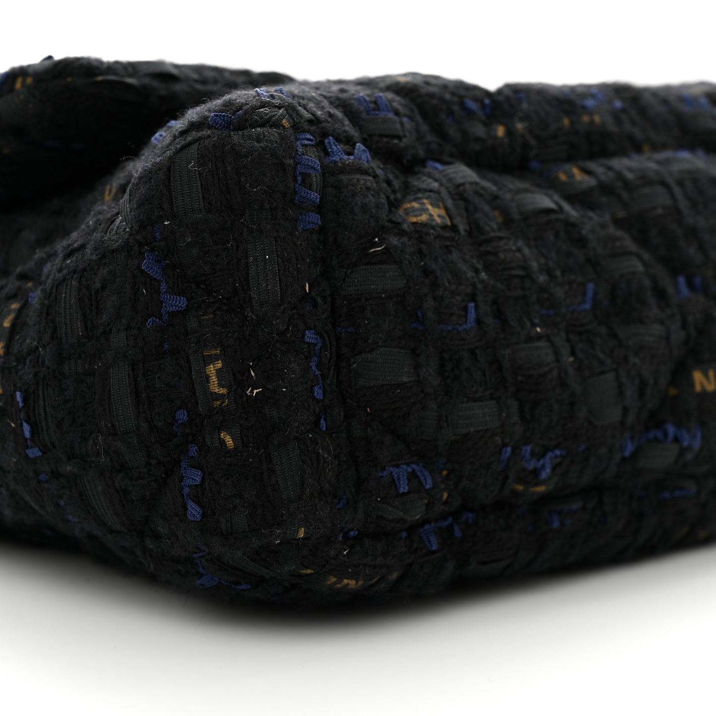 Tweed Quilted Medium Chanel 19 Flap Black Navy Gold
