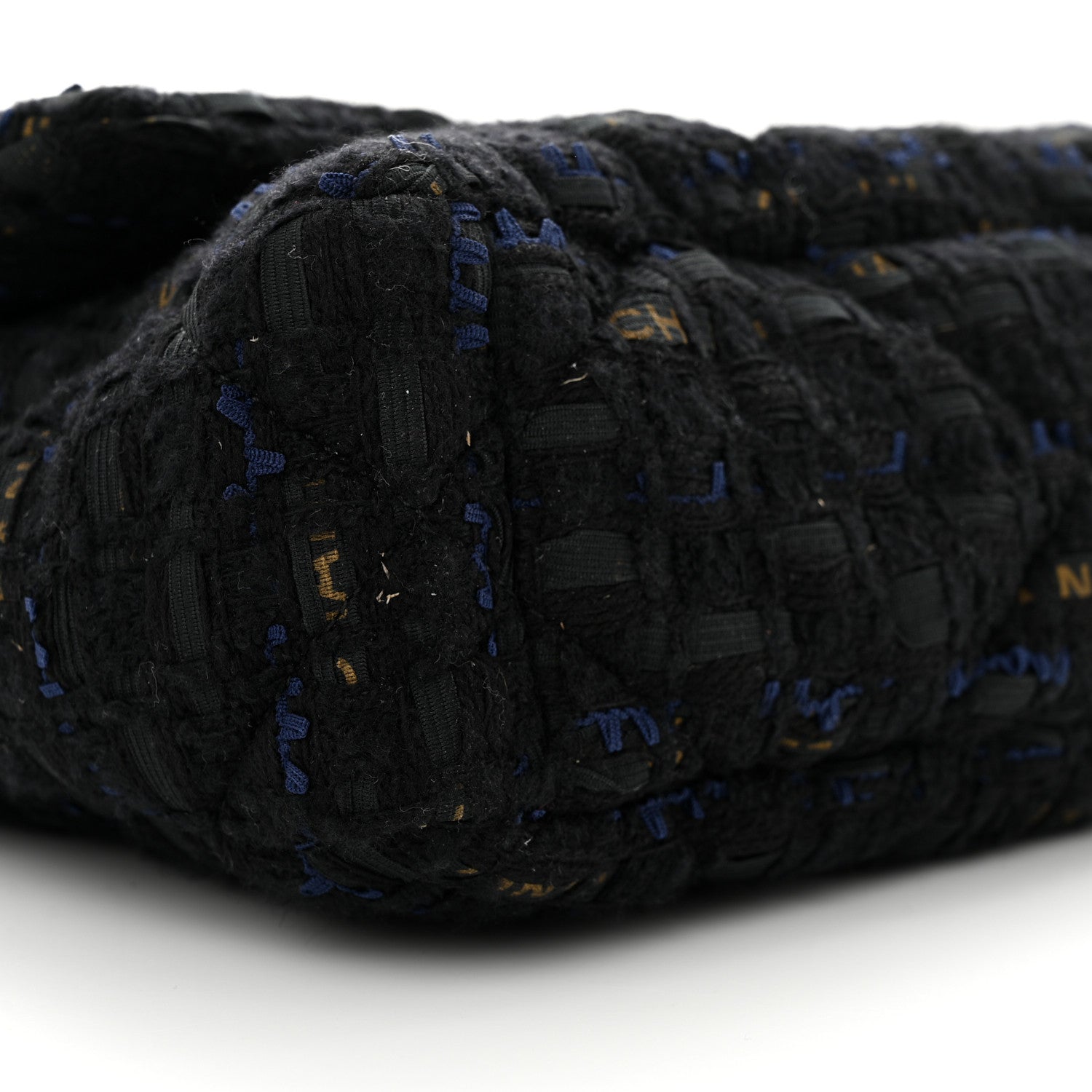 Chanel Tweed Quilted Medium Chanel 19 Flap Black Navy Gold 9 of 10