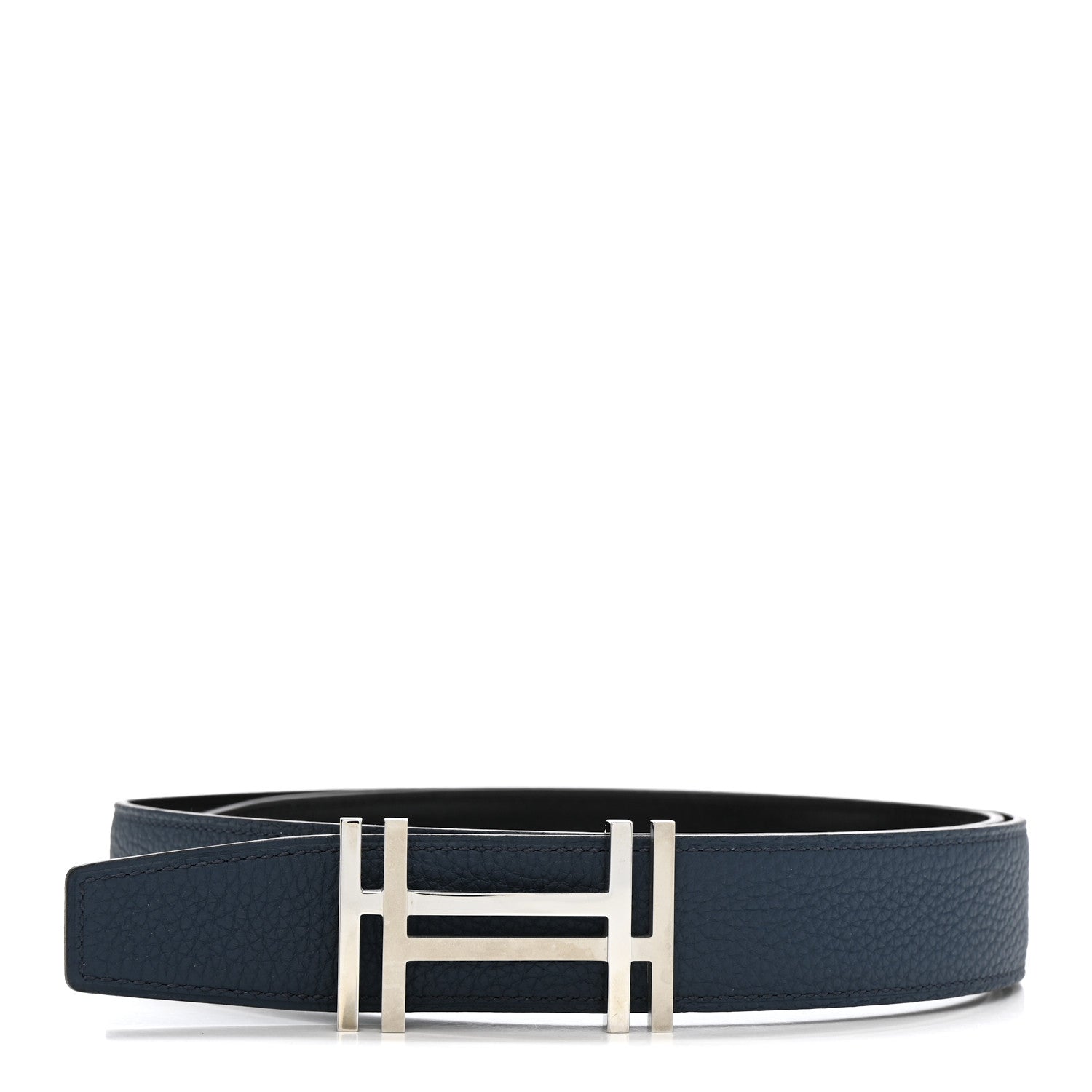 Hermes Box Togo 32mm Au Carre H Belt 85 34 Black Bleu de Prusse 2 of 8
