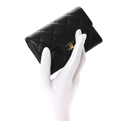 Chanel Caviar Quilted Flap Card Holder Wallet Black 2 of 9