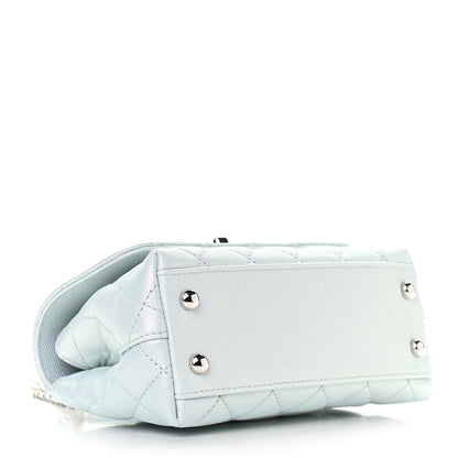 Chanel Iridescent Caviar Quilted Extra Mini Coco Handle Flap Light Blue 3 of 8