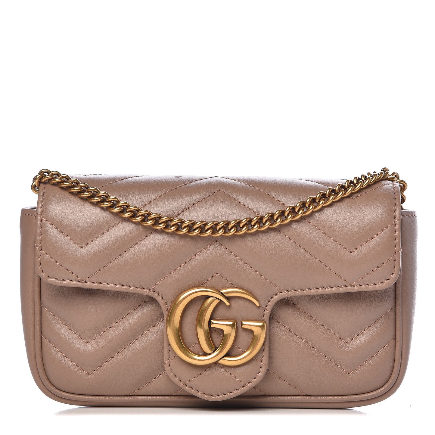 Calfskin Matelasse Super Mini GG Marmont Shoulder Bag Porcelain Rose