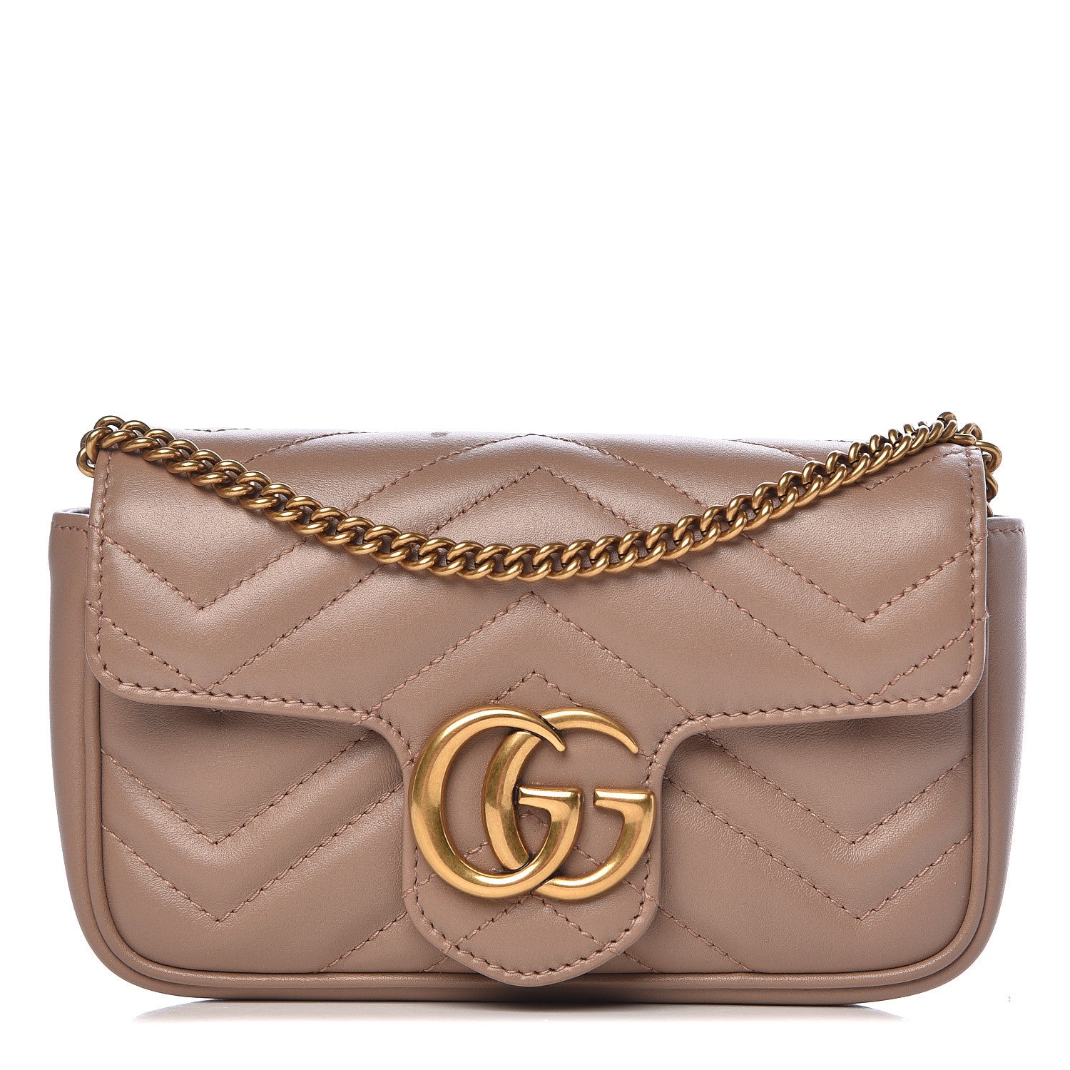 Gucci Calfskin Matelasse Super Mini GG Marmont Shoulder Bag Porcelain Rose 1 of 11