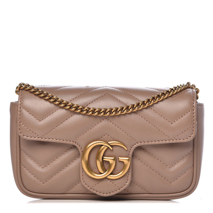 Gucci Calfskin Matelasse Super Mini GG Marmont Shoulder Bag Porcelain Rose 1 of 11