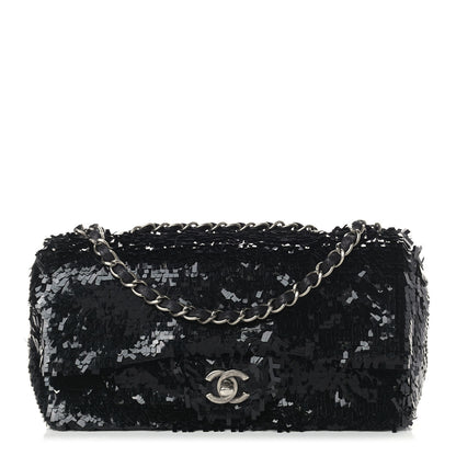 Chanel Sequin Embroidered Small Single Flap Black 1 of 9