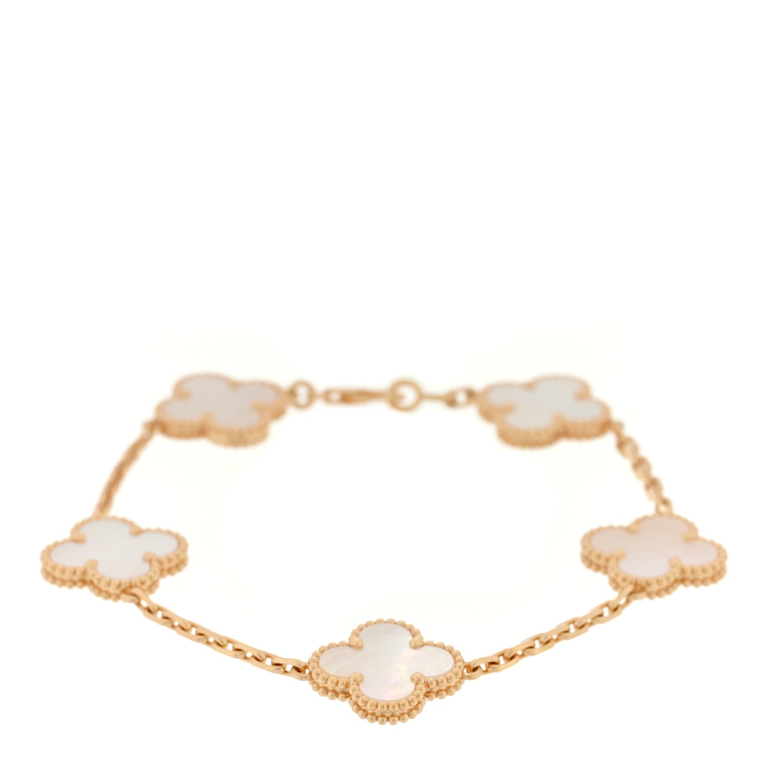 Van Cleef & Arpels 18K Yellow Gold Mother of Pearl 5 Motifs Vintage Alhambra Bracelet 1 of 3