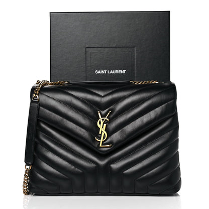 Saint Laurent Calfskin Y Quilted Monogram Medium Loulou Chain Satchel Black 10 of 10