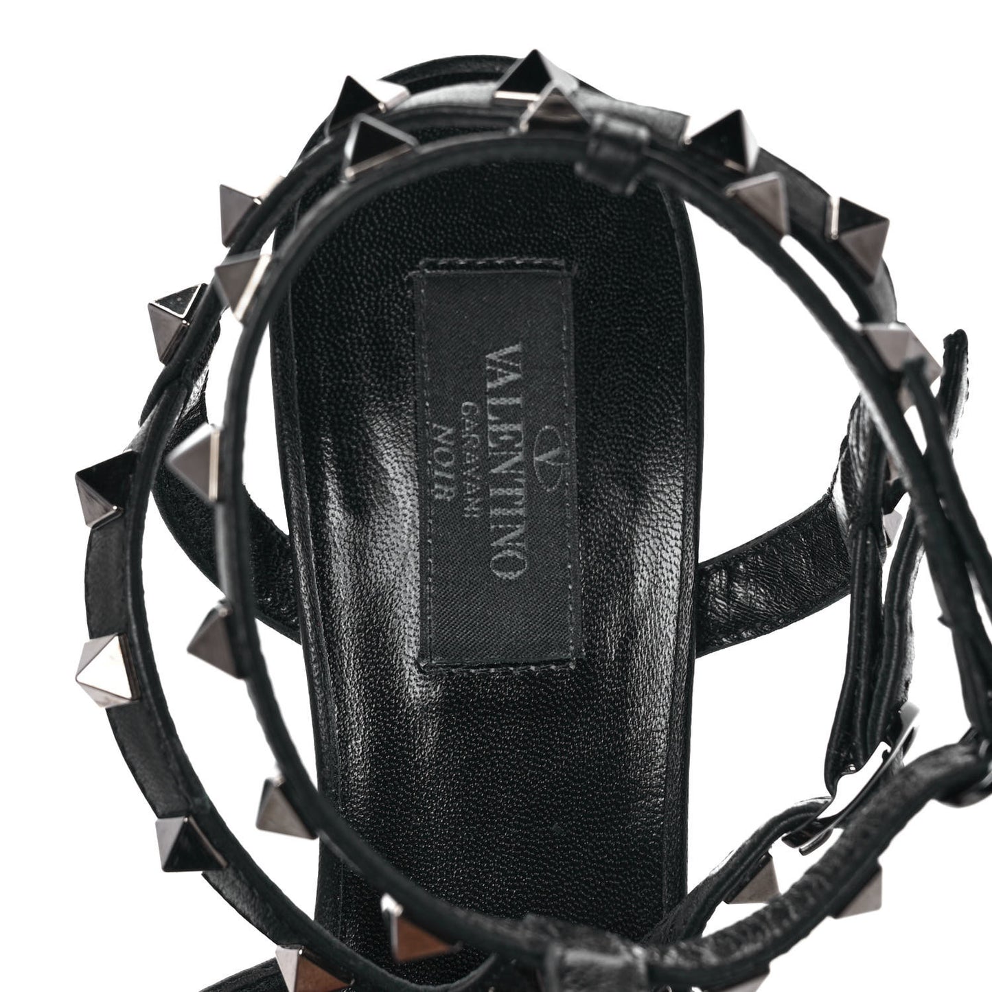 Nappa Rockstud Ankle Strap Low Heel Pumps 39 Black