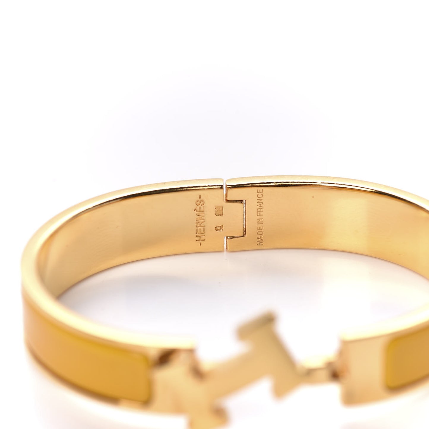 Enamel Narrow Clic Clac H Bracelet GM Jaune Madras