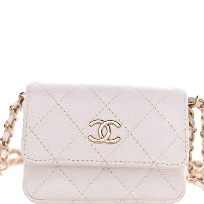 Chanel Caviar Quilted Belt Bag With Charms On Chain White 9 of 11
