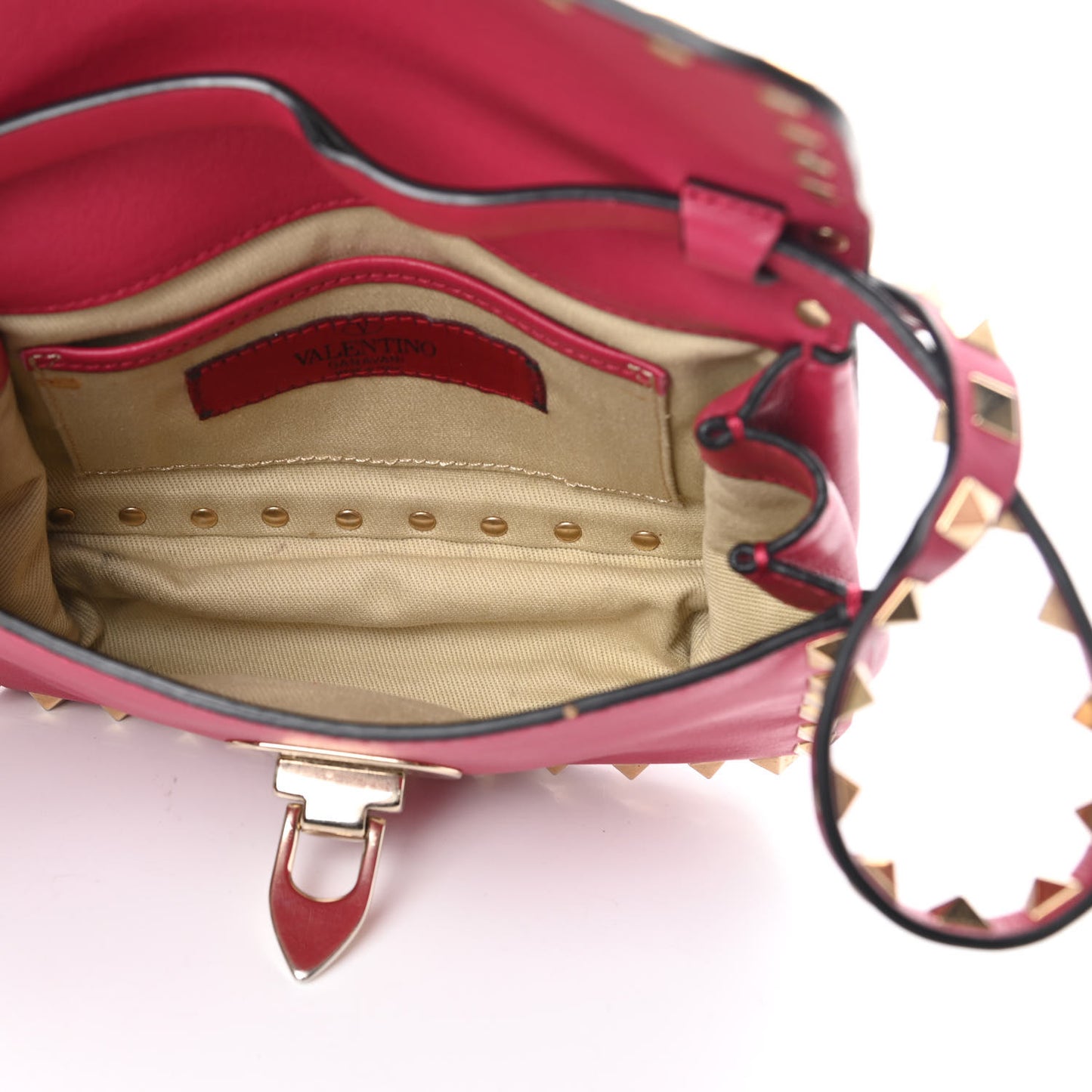 Vitello Mini Rockstud Flap Saddle Crossbody Bag Cyclamin