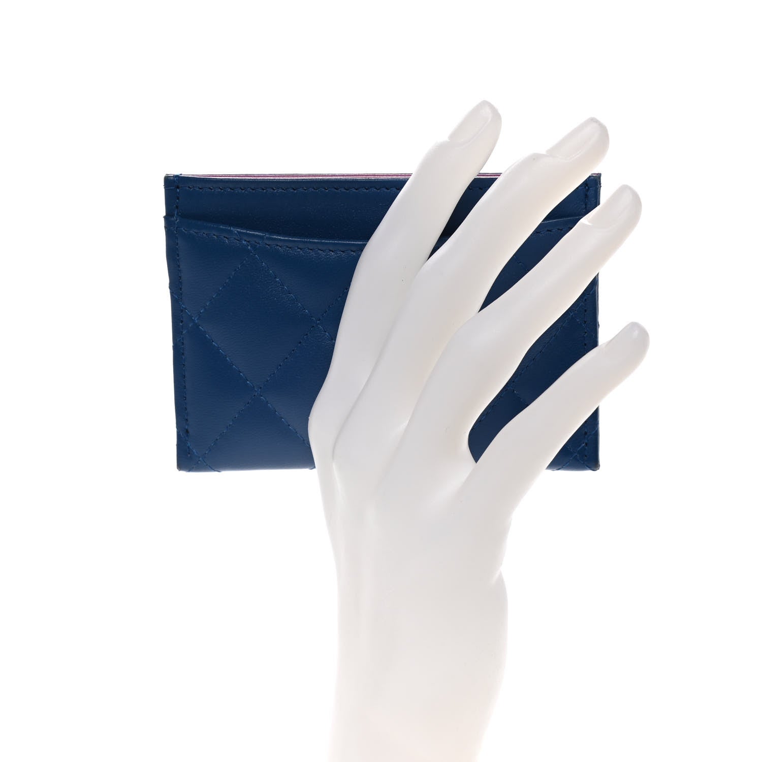 Chanel Lambskin Quilted Card Holder Blue Pink 2 of 8