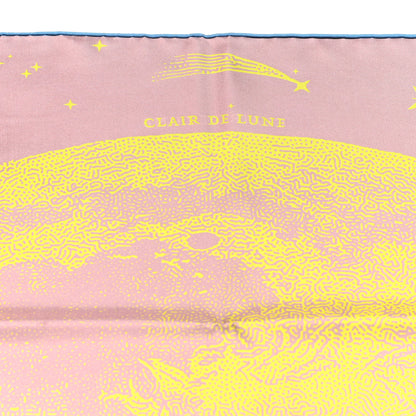 Hermes Silk Double Face Clair De Lune Scarf 90 Vieux Rose Jaune 4 of 6