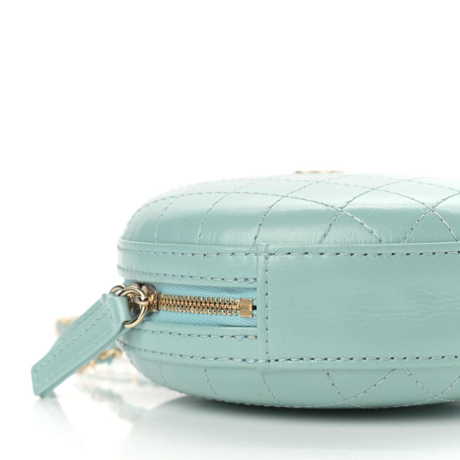 Chanel Iridescent Lambskin Round Clutch With Chain Light Blue 9 of 10