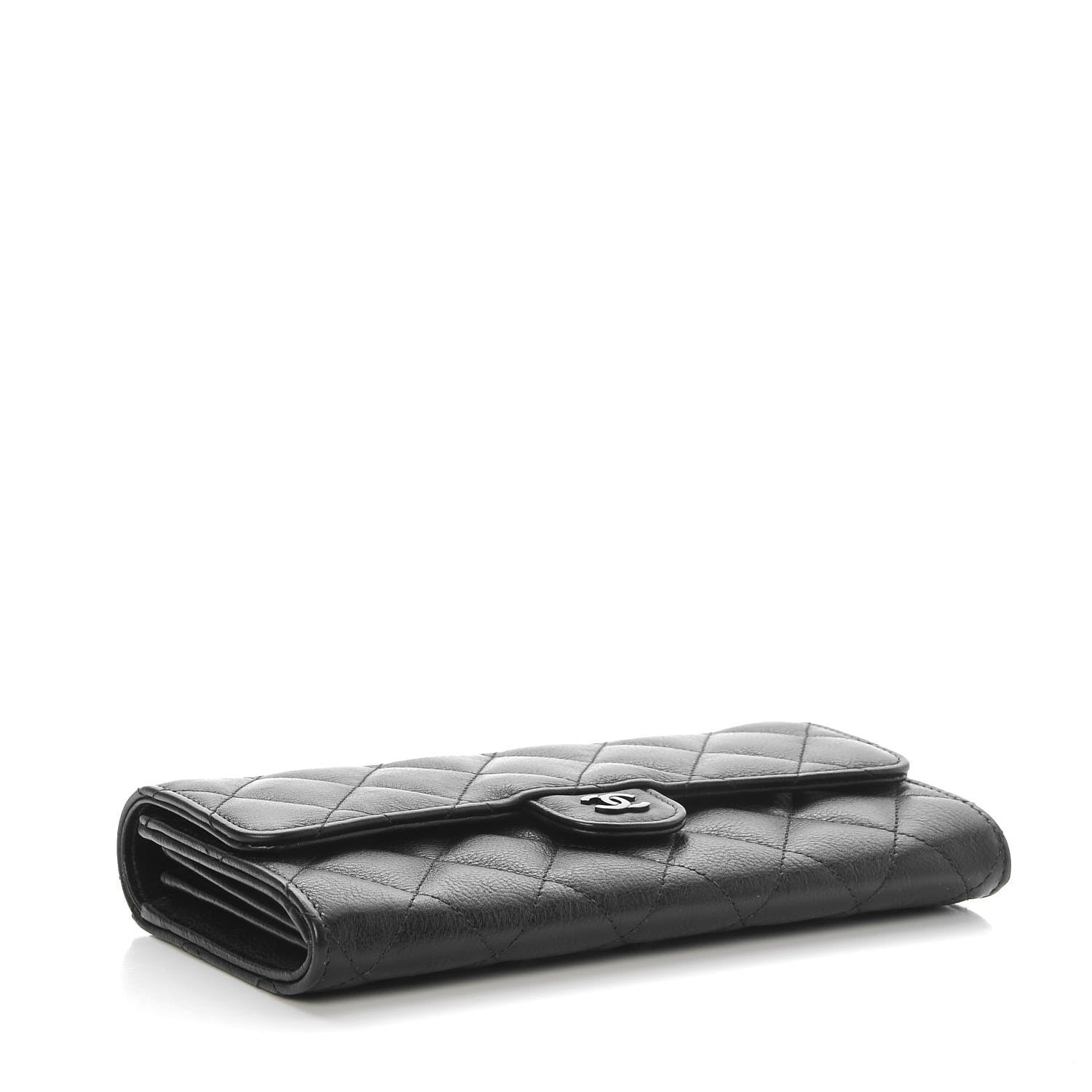 Chanel Crumpled Calfskin Quilted Large Flap Wallet So Black 4 of 9
