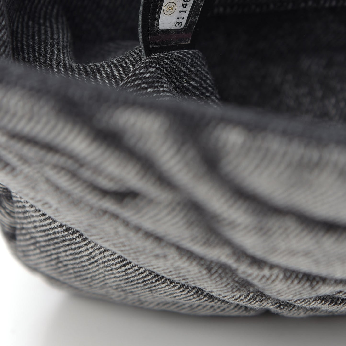 Denim Embossed CC Logo Print Mini Single Flap Black