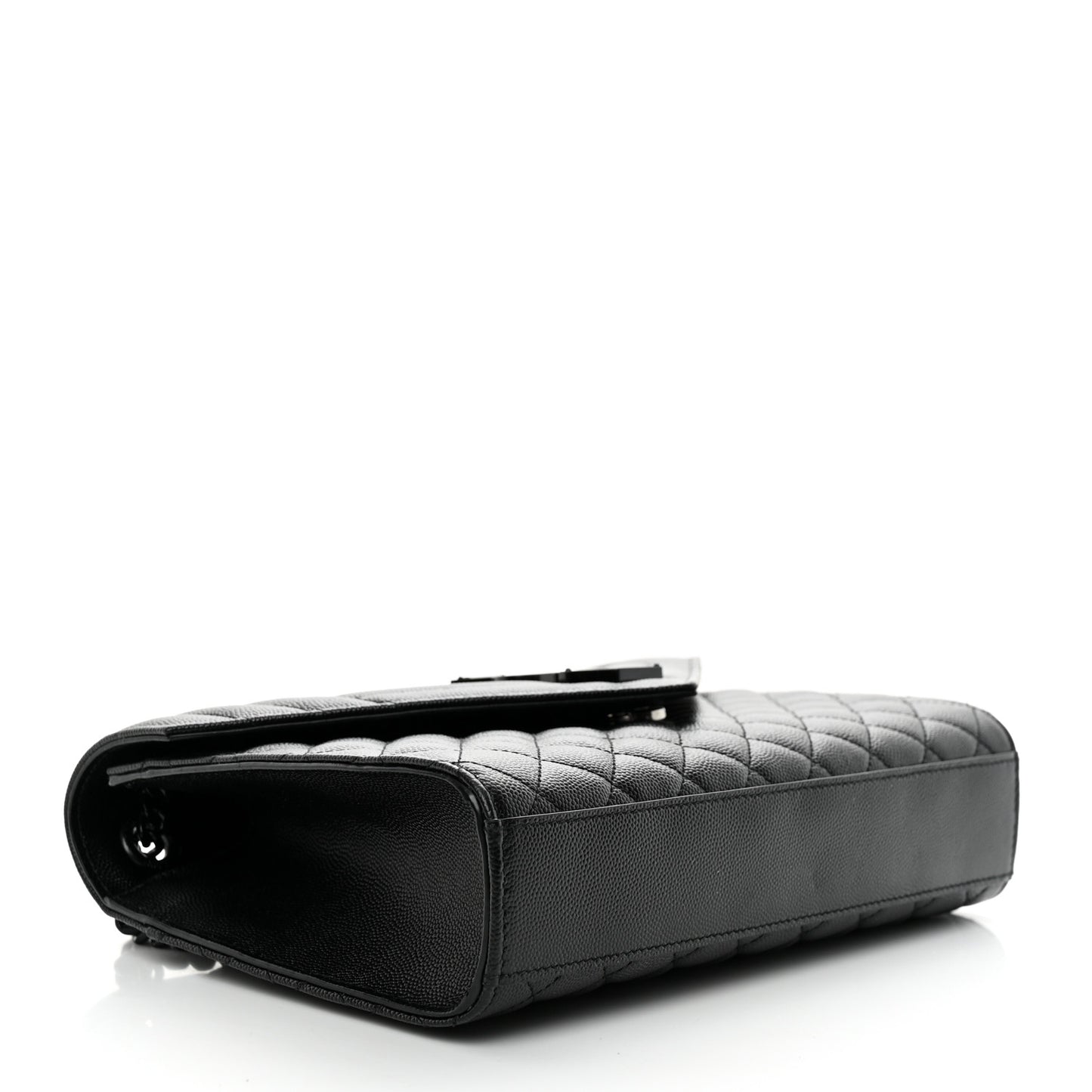 Grain De Poudre Textured Mixed Matelasse Triquilt Medium Monogram Monochrome Satchel Black