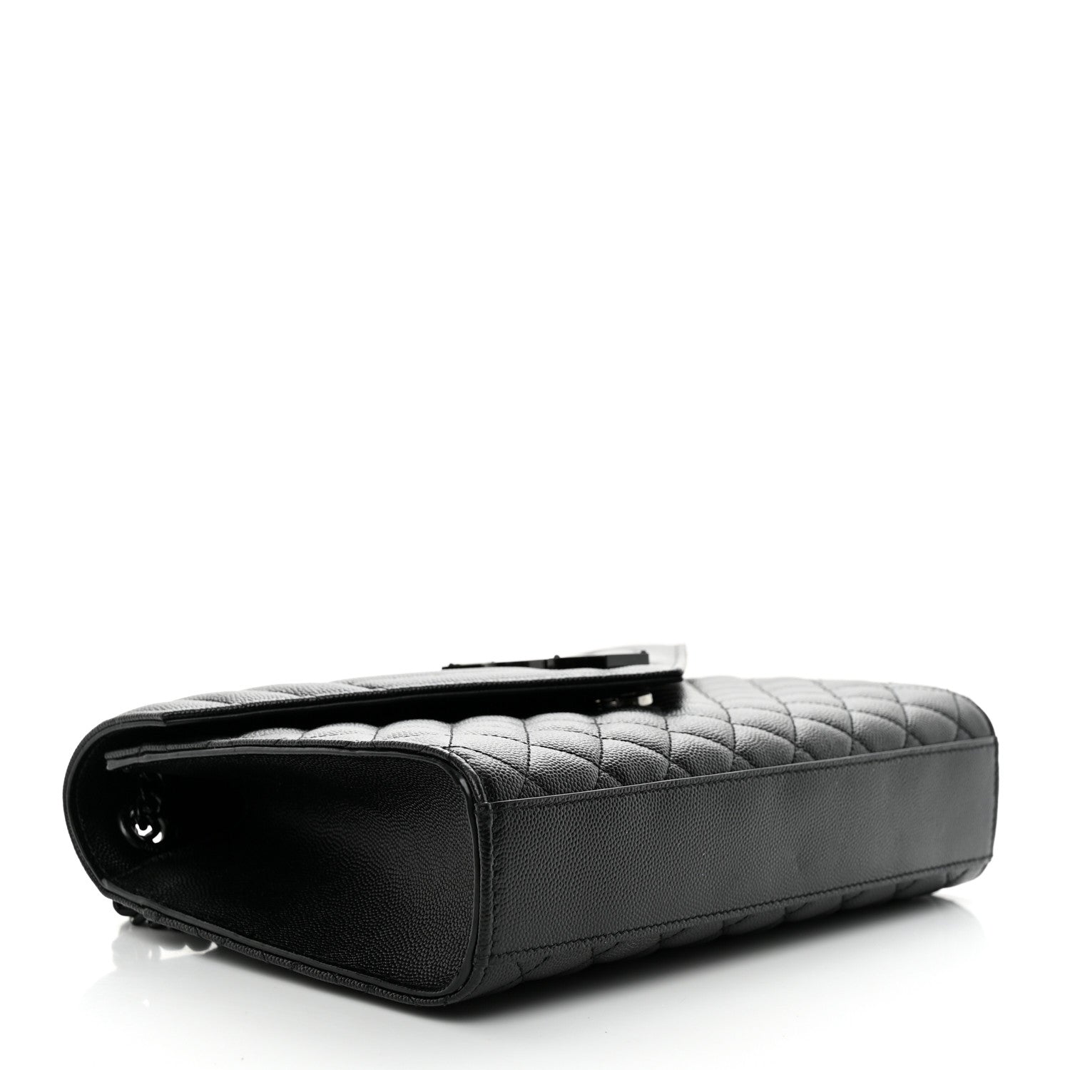 Saint Laurent Grain De Poudre Textured Mixed Matelasse Triquilt Medium Monogram Monochrome Satchel Black 4 of 11