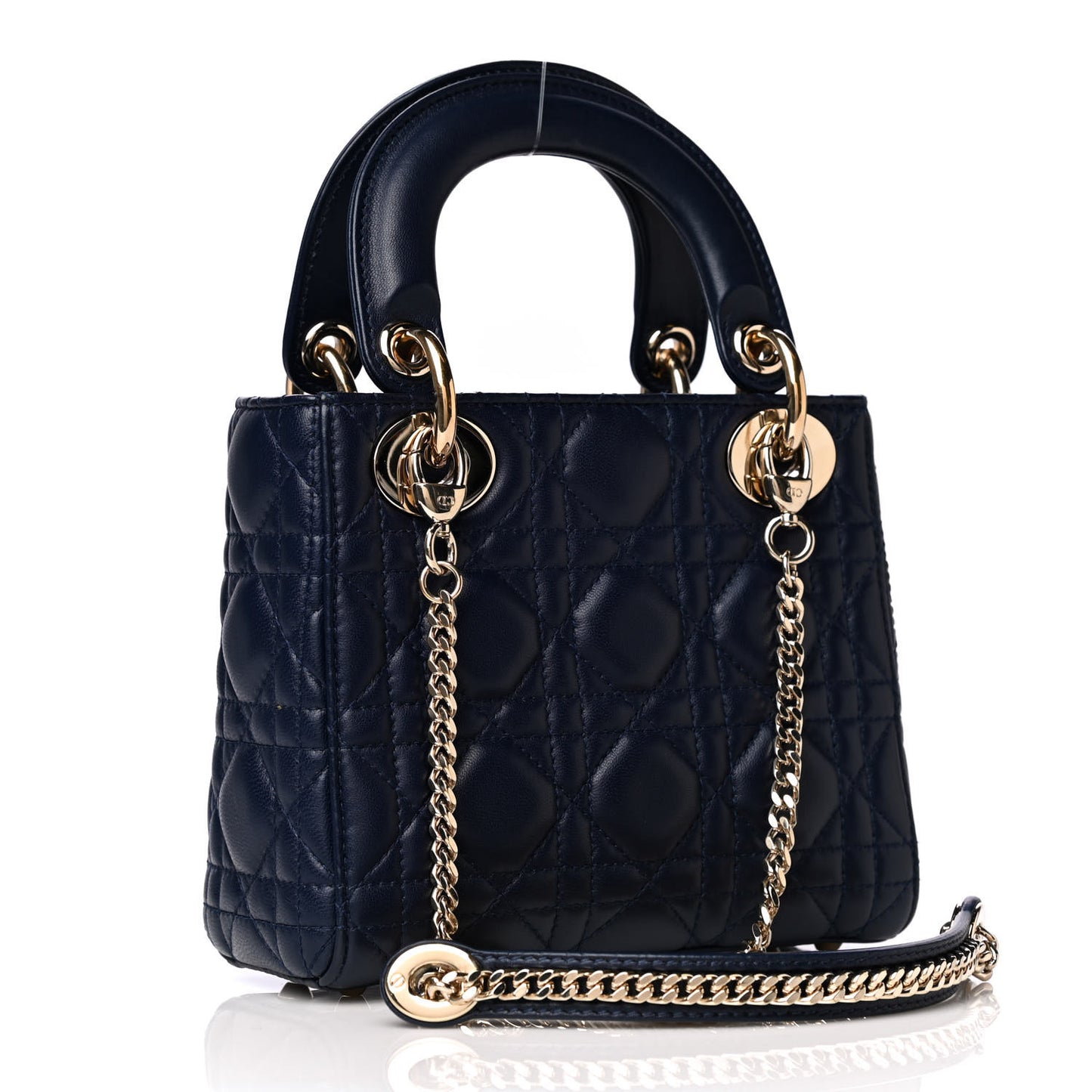Lambskin Cannage Mini Lady Dior Navy Blue