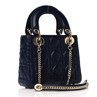 Christian Dior Lambskin Cannage Mini Lady Dior Navy Blue 2 of 10