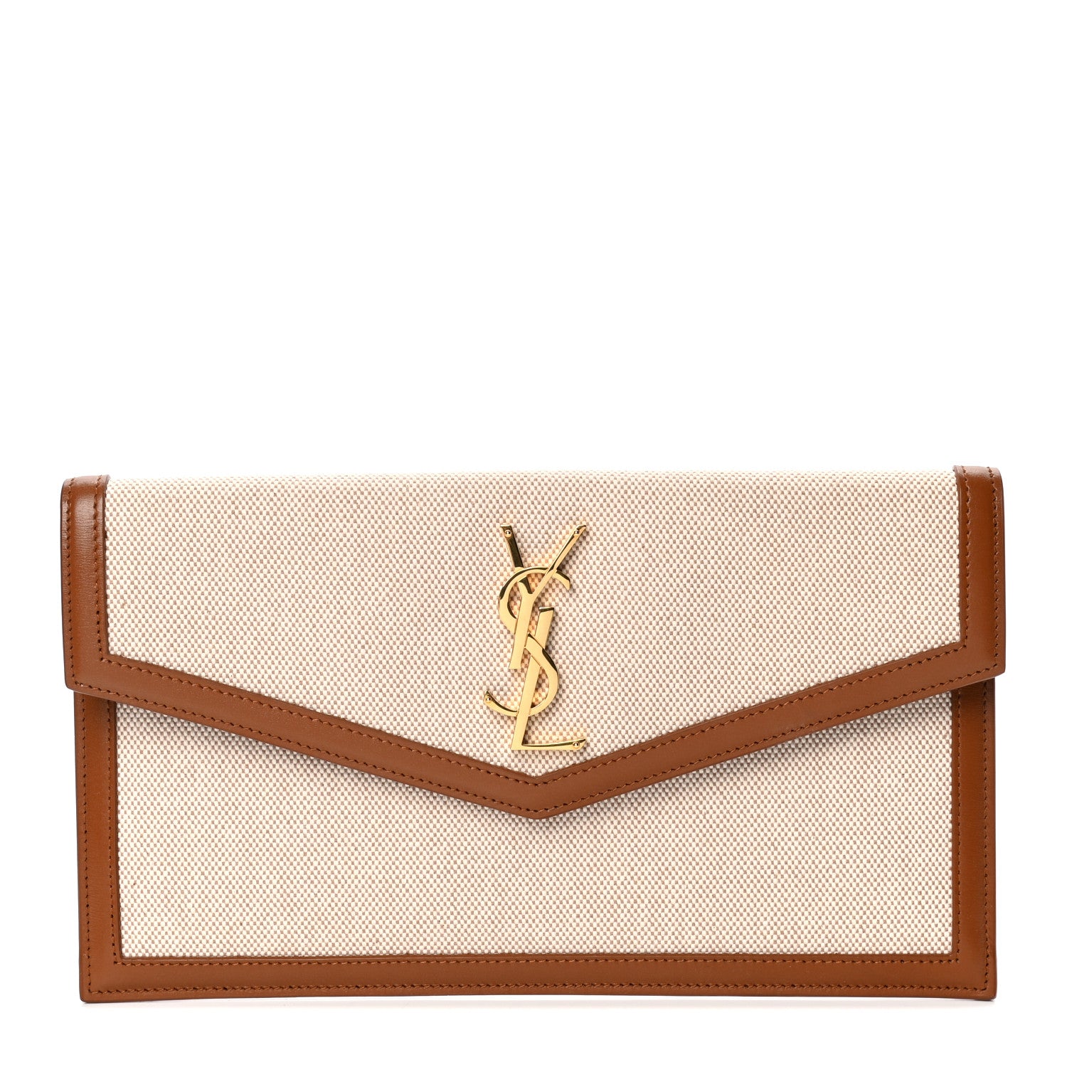 Saint Laurent Canvas Uptown Pouch Natural Beige Brick 1 of 4