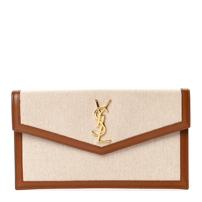 Saint Laurent Canvas Uptown Pouch Natural Beige Brick 1 of 4