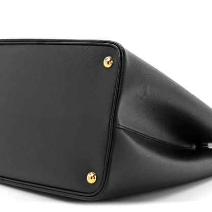 Prada Saffiano Cuir Medium Double Bag Black Fuoco 8 of 19