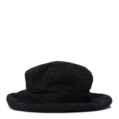 Chanel Denim Logo Bucket Hat S Black 2 of 7