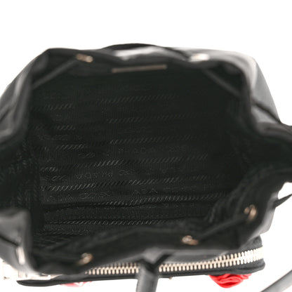 Prada Re-Nylon Saffiano Roses Duet Bucket Crossbody Bag Black 5 of 11