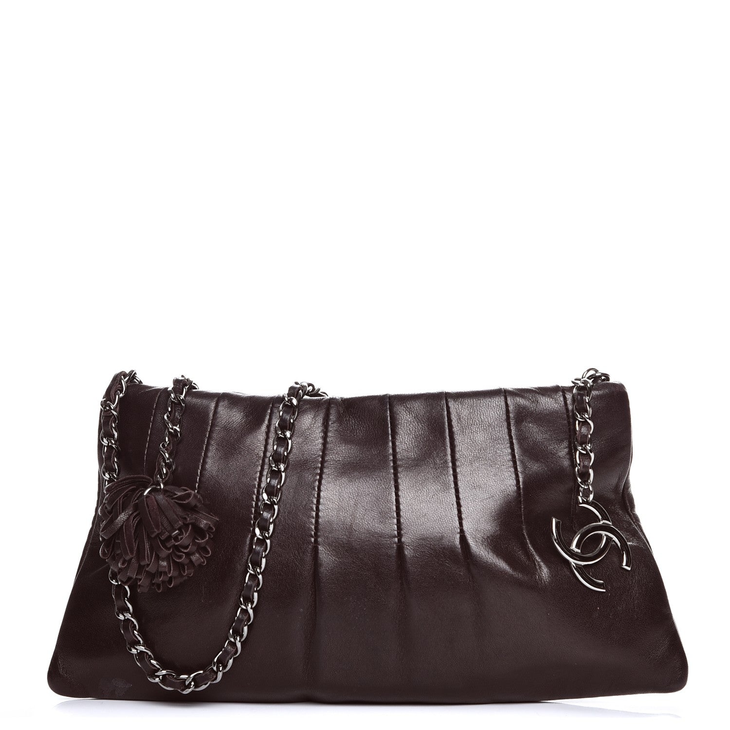 Chanel Lambskin Pleated Tassel Shoulder Bag Brown 1 of 7