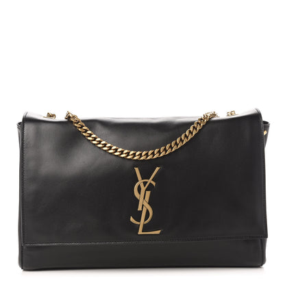 Saint Laurent Smooth Calfskin Suede Medium Reversible Monogram Kate Satchel Black 12 of 20