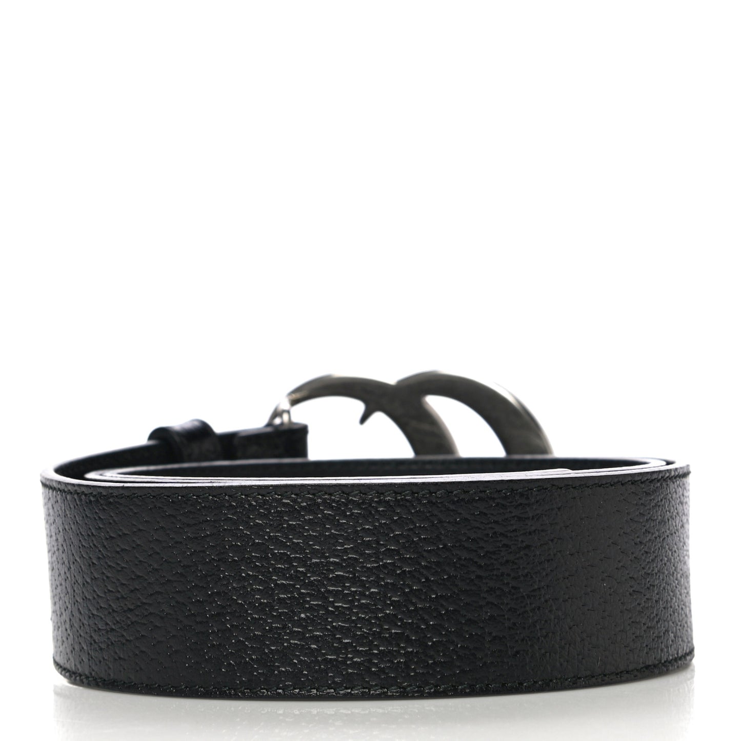 Textured Dollar Calfskin Nickel Double G 40mm Belt 85 34 Black