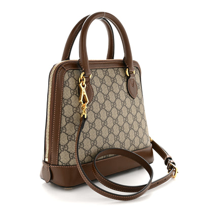 Gucci GG Supreme Monogram Azalea Calfskin Small Horsebit 1955 Top Handle Bag Beige Ebony Brown Sugar 3 of 13