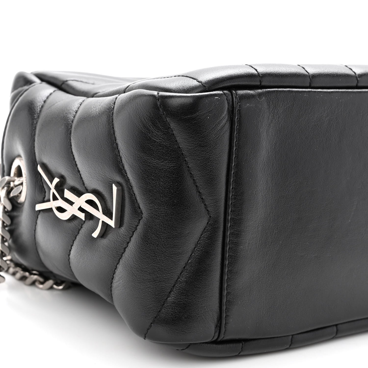 Saint Laurent Calfskin Y Quilted Monogram Small Loulou Bowling Bag Black 7 of 9