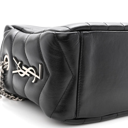 Saint Laurent Calfskin Y Quilted Monogram Small Loulou Bowling Bag Black 7 of 9