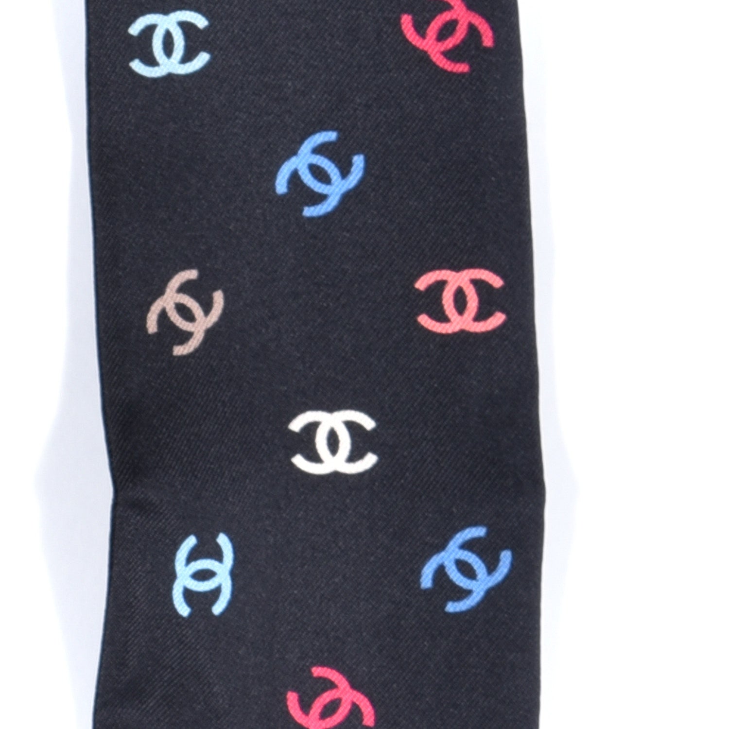 Chanel Silk Heart CC Slim Bandeau Scarf Black 3 of 3