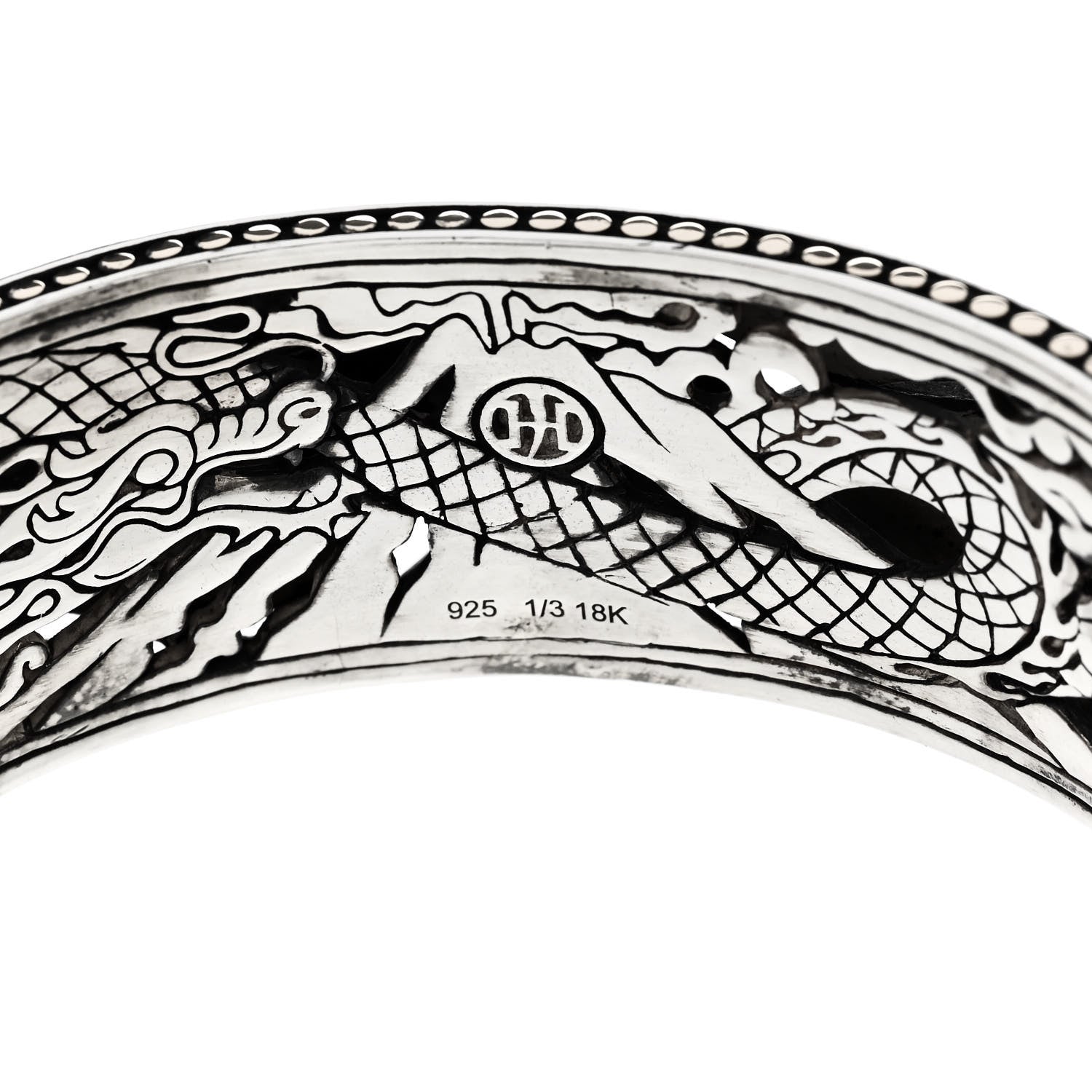 John Hardy Sterling Silver 18K Yellow Gold Legends Naga Hinge Cuff Bracelet 3 of 3