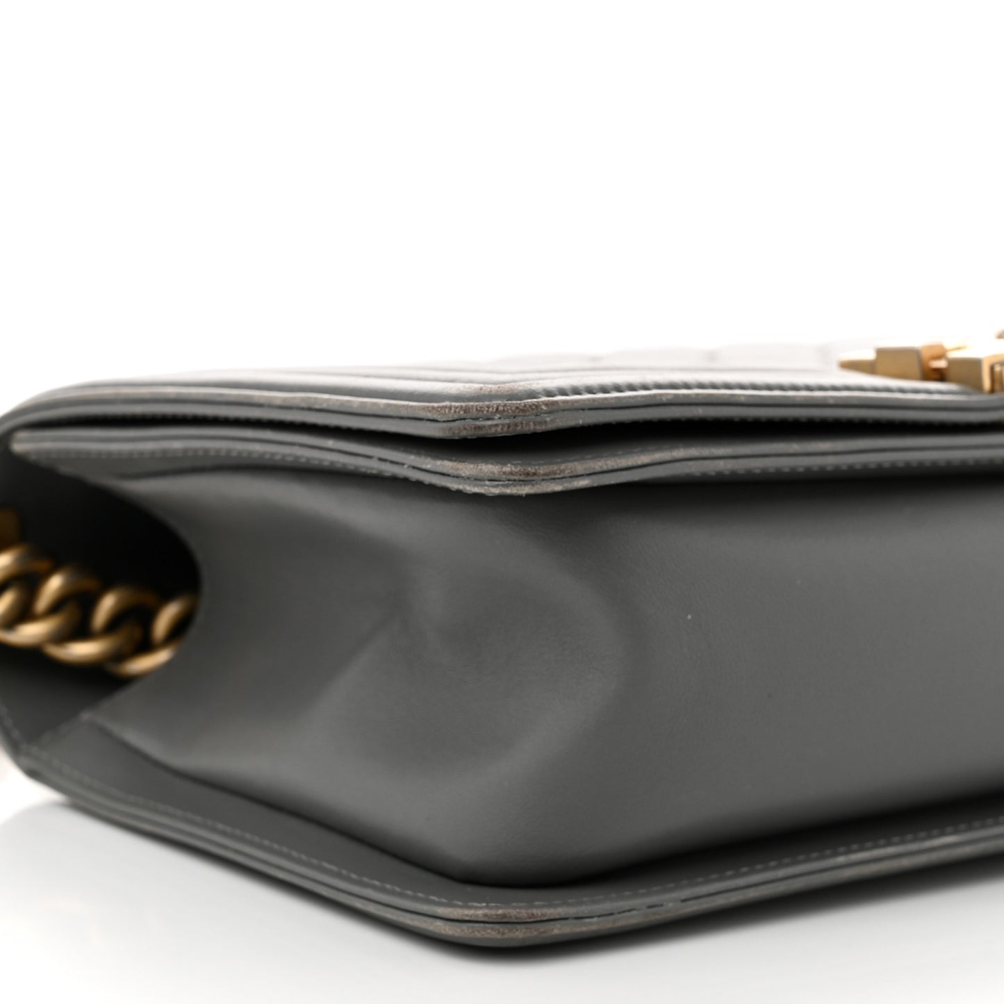 Lambskin Quilted Medium Boy Flap Grey