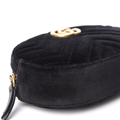 Gucci Velvet Matelasse GG Marmont Belt Bag 95 38 Black 9 of 10