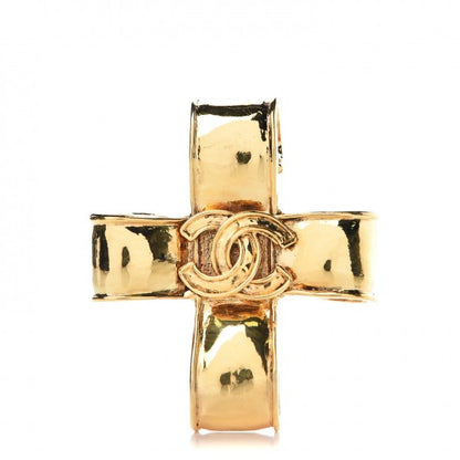 Chanel CC Cross Brooch Gold 1 of 5