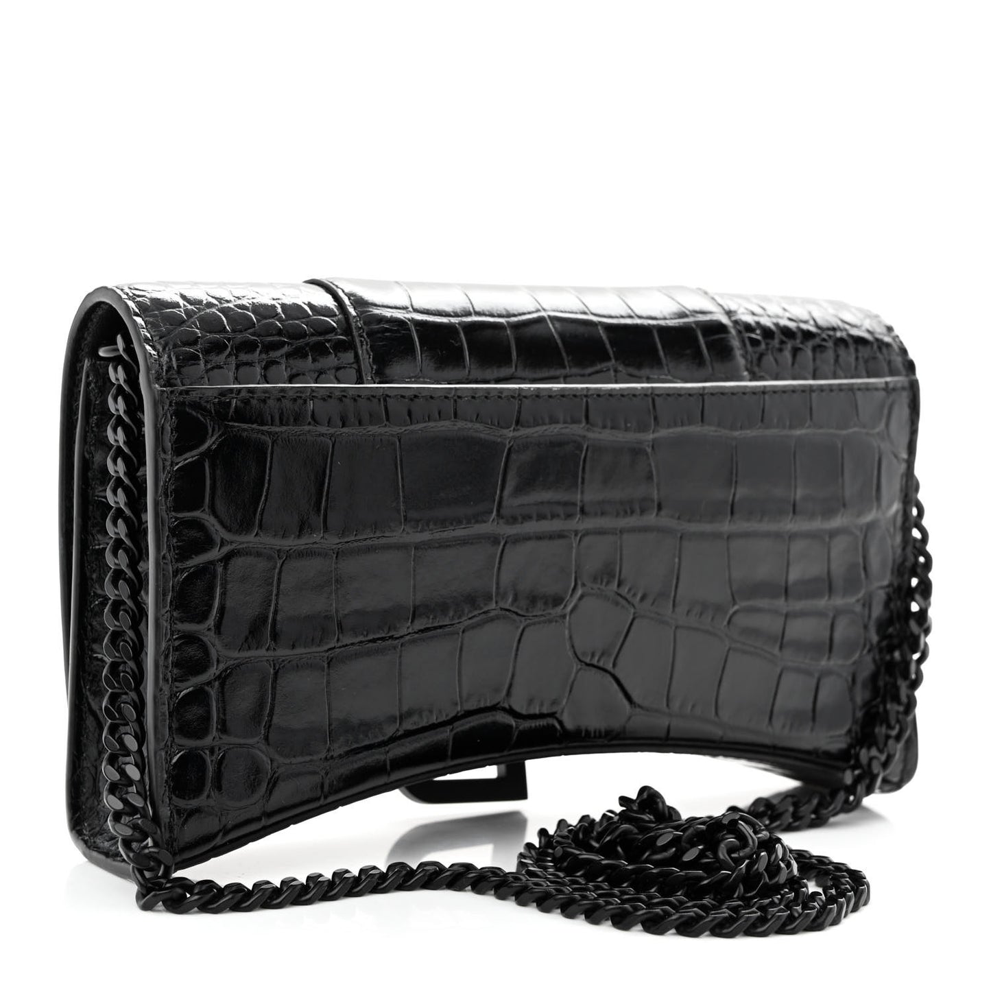 Shiny Calfskin Monochrome Crocodile Embossed Hourglass Chain Bag 1000