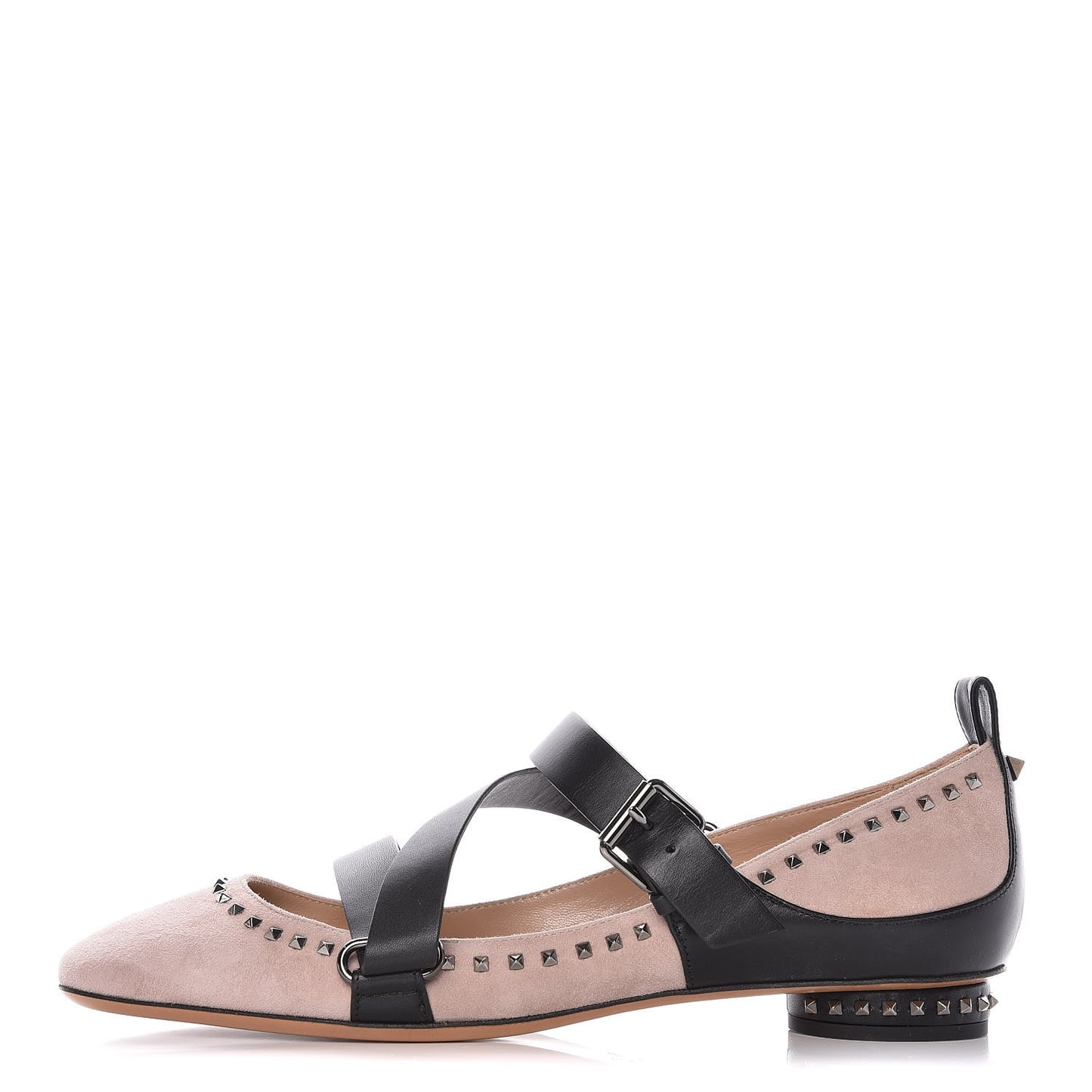 Suede Soul Rockstud Strappy Ballerina Flats 38.5 Poudre Black