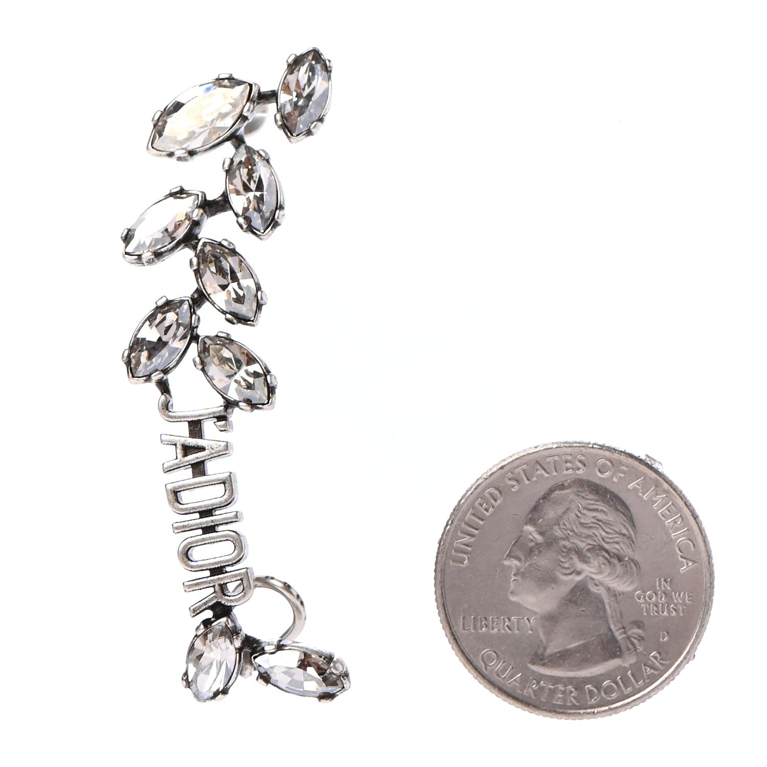 Christian Dior Metal Crystal J'Adior Laurier Ear Cuff Silver 2 of 4